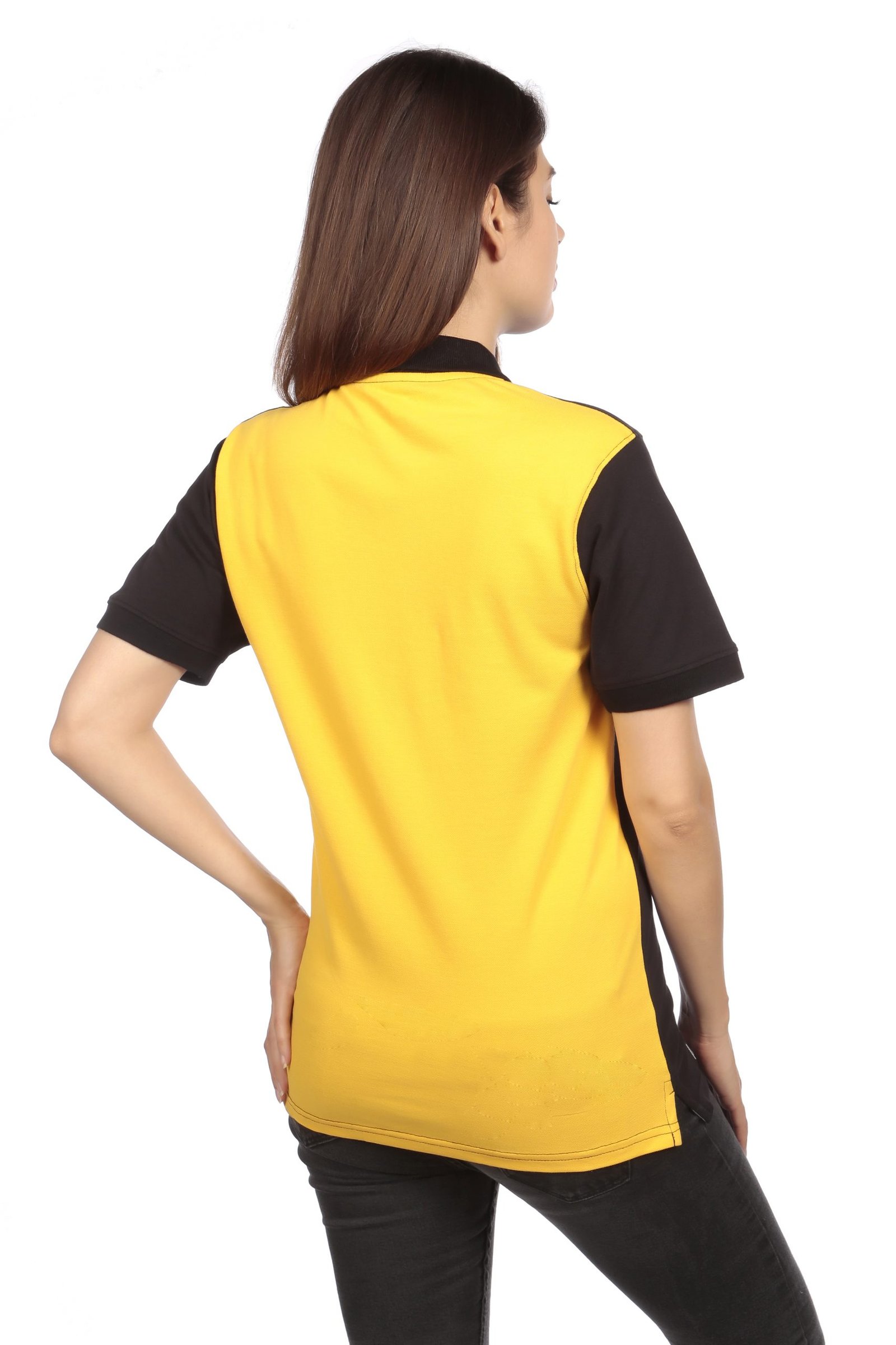 POLO Shirt Short sleeve Golf T Shirt Black Yellow