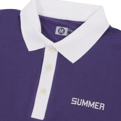 POLO Shirt – Short sleeve – Golf T-Shirt -Purple & White