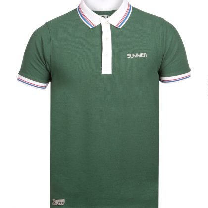 POLO Shirt – Short sleeve – Golf T-Shirt -Bottle Green& White
