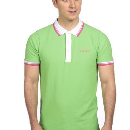 POLO Shirt – Short sleeve – Golf T-Shirt -LT Green & White