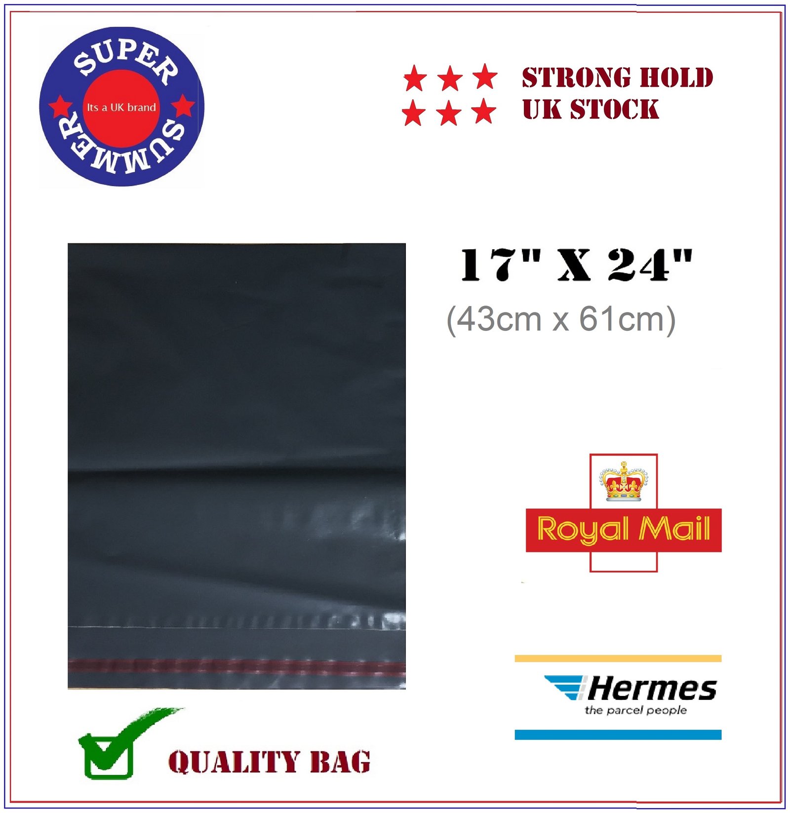 17" x 24" inch Grey Mailing Bags Large Strong Seal Post Parcel Packing 