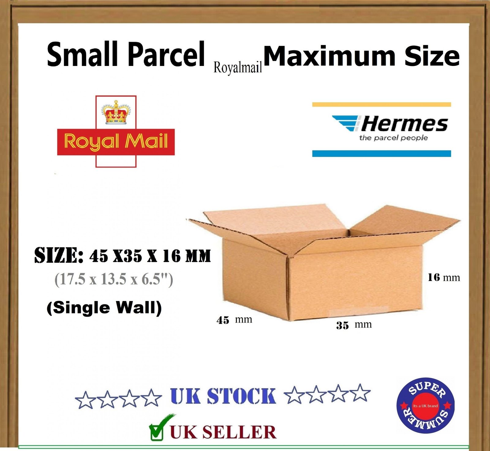 Maximum Size ROYAL MAIL SMALL PARCEL 419x338x72mm Cardboard Postal Boxes 