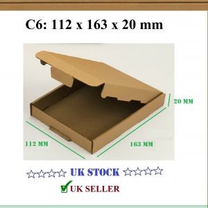 Size- C6 (112x163x20mm) PIP Box  Royal mail Large Letter Hermes Postable postal mailing Box